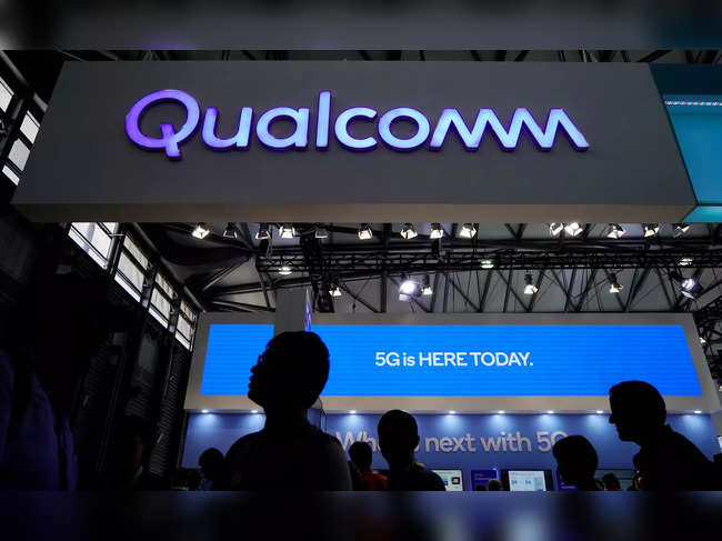 FILE PHOTO: A Qualcomm sign is pictured at Mobile World Congress (MWC) in Shanghai