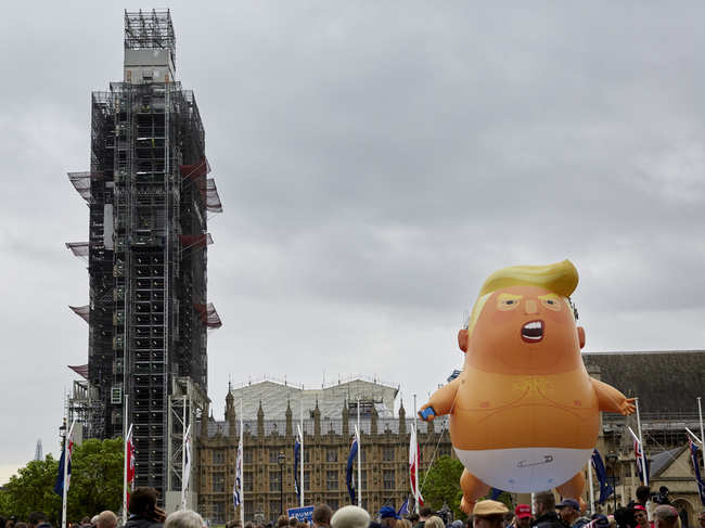 A Trump Baby Blimp flies outside Westminster on June 4, 2019 in London, England.