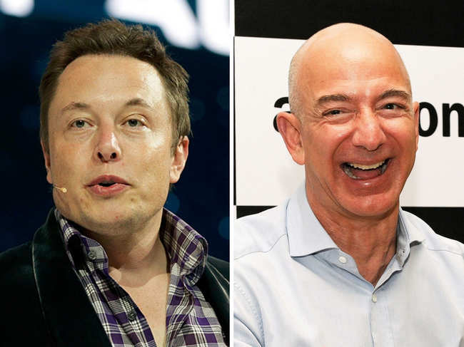 The 10 richest men - a list led by Bezos (R), ​Musk (L), LVMH CEO Bernard Arnault, Microsoft's Bill Gates and Facebook CEO Mark Zuckerberg - saw their net worth increase by $540 billion last year​.