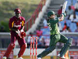Pakistan's Umar Akmal bats against West Indies