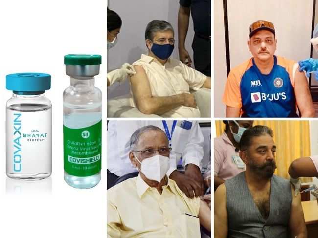 India's inoculation drive entered its second phase on Monday in which the coverage was expanded to include everyone above 60 and those over 45 with co-morbidities. (In pic, left to right - clockwise: Uday Kotak, Ravi Shastri, PM Narendra Modi and NRN Murthy)