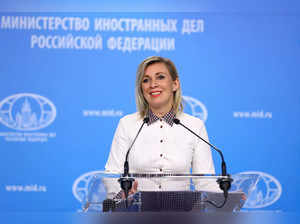 Russia's Foreign Ministry spokeswoman Zakharova attends a weekly news briefing in Moscow