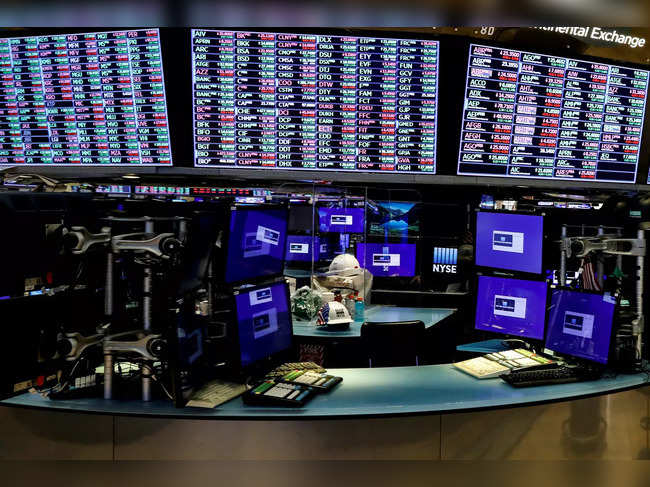 FILE PHOTO: Dividers are seen inside a trading post on the trading floor at the NYSE