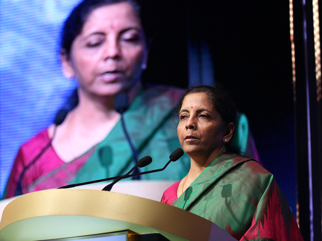 Union Finance Minister Nirmala Sitharaman addresses the gathering