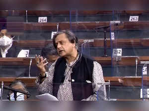**EDS: VIDEO GRAB** New Delhi: Congress leader Shashi Tharoor speaks in the Lok ...