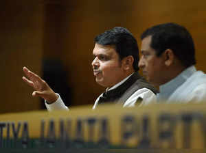 New Delhi: Former Maharashtra CM and BJP leader Devendra Fadnavis addresses a pr...