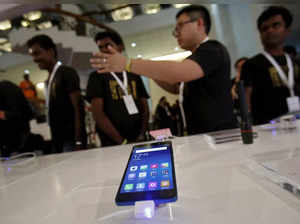 FILE PHOTO: A Xiaomi's Mi 4i phone is kept on display at the venue during its launch in New Delhi