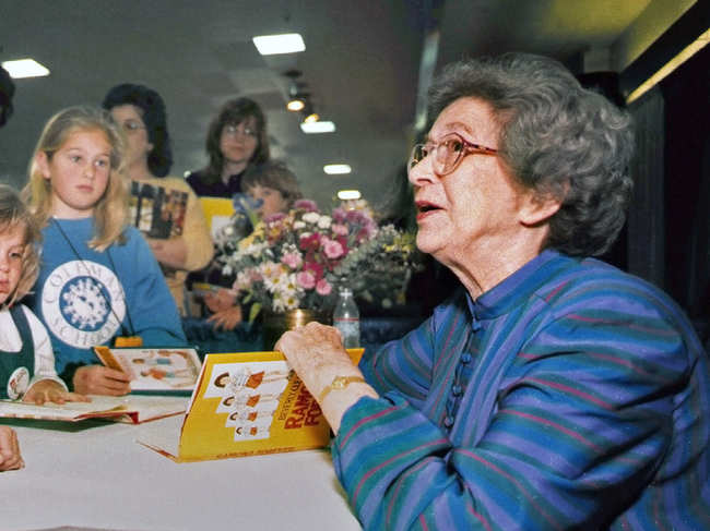 File photo of April 19, 1998: Beverly Cleary signs books at the Monterey Bay Book Festival in Monterey, California.