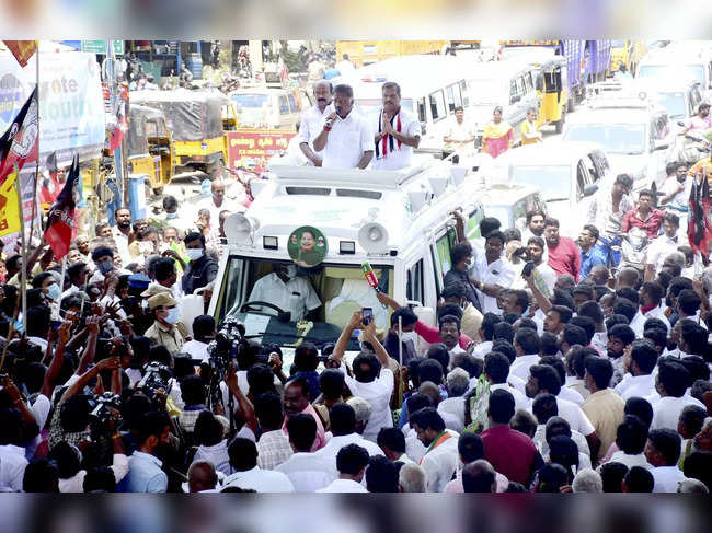 Madurai: Tamil Nadu Deputy CM and AIADMK leader O Panneerselvam during an electi...