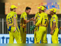 Sharjah: Chennai Super Kings (CSK) bowler Deepak Chahar celebrates the wicket of...