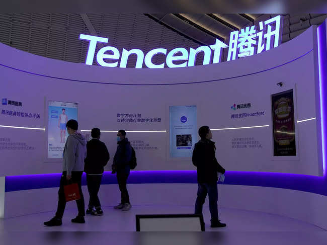 FILE PHOTO: A Tencent logo is seen during the World Internet Conference in Wuzhen