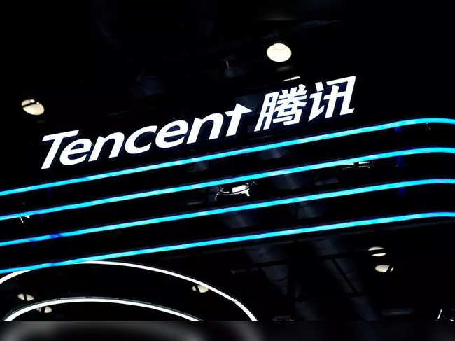 A Tencent logo is seen at its booth at the 2020 China International Fair for Trade in Services in Beijing