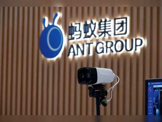 FILE PHOTO: A thermal imaging camera is seen in front of a logo of Ant Group at the headquarters of Ant Group, an affiliate of Alibaba, in Hangzhou