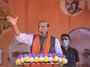 Nadia: Defense Minister Rajnath Singh campaigning for the party candidate for st...