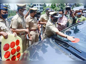 Mumbai: Mumbai Police Commissioner Hemant Nagarale affixed stickers on the vehic...