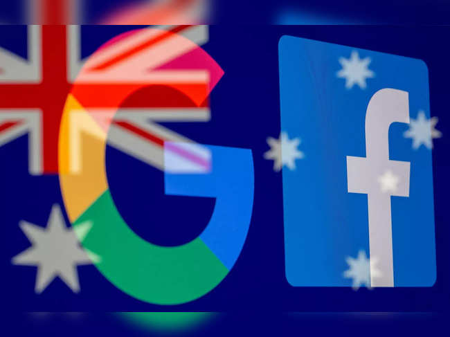 FILE PHOTO: Google and Facebook logos and Australian flag are displayed in this illustration taken