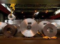 Metal coils are seen at ArcelorMittal steel plant in Ghent