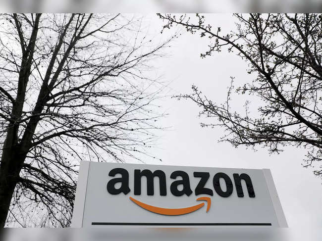 FILE PHOTO: Signage is seen at an Amazon facility in Bethpage on Long Island in New York