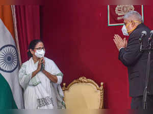 Mamata Banerjee with Governor Jagdeep Dhankar