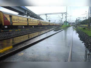 Kochi: A railway station floods after heavy rain, in Ernakulam town, Kochi. (PTI...