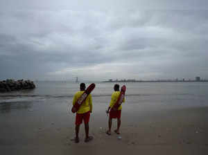 Mumbai: Lifeguards patrol at Dadar Chowpatty due to formation of Cyclone Tauktae...