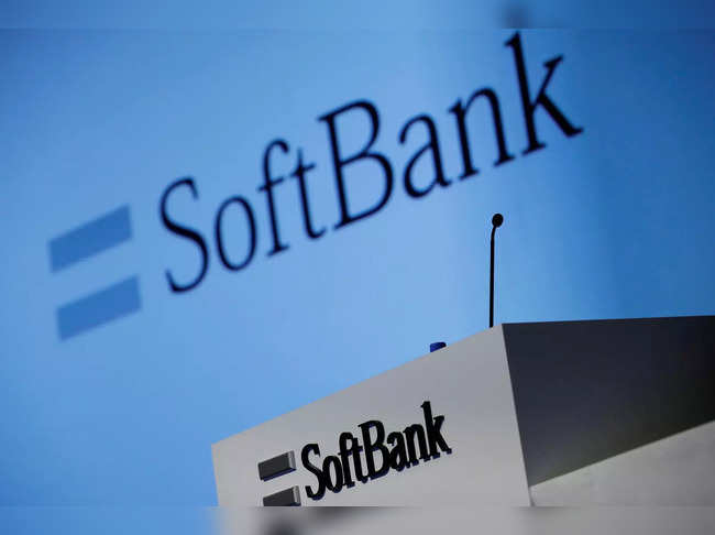FILE PHOTO: SoftBank's logo is pictured at a news conference in Tokyo