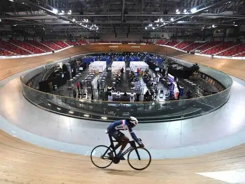 Inside a velodrome