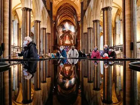 Inside a cathedral