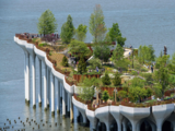 Little Island, a public park built by a billionaire, floats over Hudson River in NYC