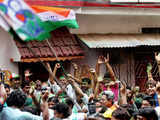 Supporters of Trinamool Congress celebrate their pyrrhic victory 