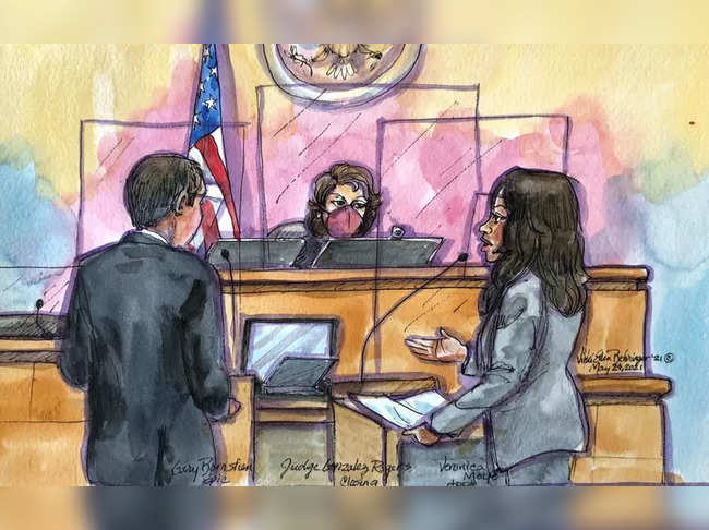 Court sketch of Apple vs Epic