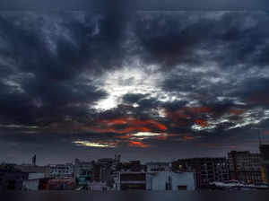 Patna: Dark clouds hover in the sky ahead of cyclone Yaas in Patna. (PTI Photo) ...
