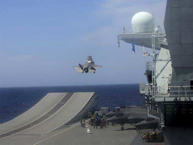 ​An F-35 jet takes off