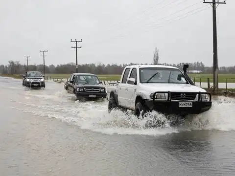 A flooded road in Christchurch