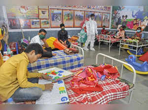 Children undergo treatment at a  COVID-19 care centre