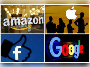 FILE PHOTO: The logos of Amazon, Apple, Facebook and Google