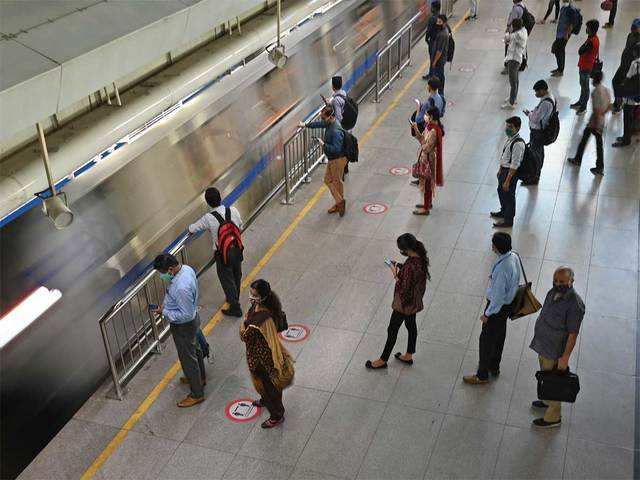 Social distancing at Delhi Metro