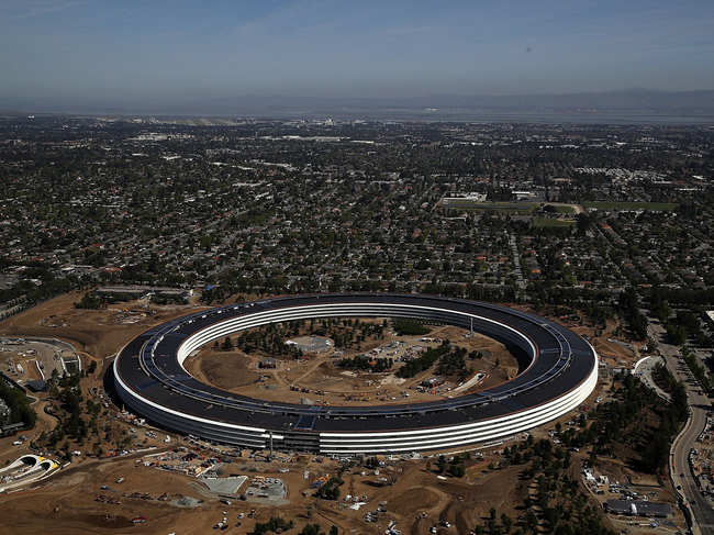 File photo of April 2017: An aerial view of the new Apple headquarters in Cupertino, California.