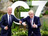US President Joe Biden and British Prime Minister Boris Johnson bump elbows outside G-7 venue