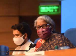 New Delhi: Finance Minister Nirmala Sitharaman addresses media after GST council...