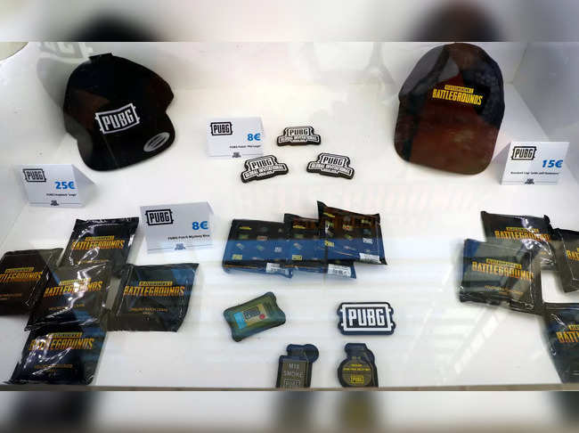 FILE PHOTO: Merchandising products are pictured at the PUBG Global Invitational 2018, the first official esports tournament for the computer game PlayerUnknown's Battlegrounds in Berlin