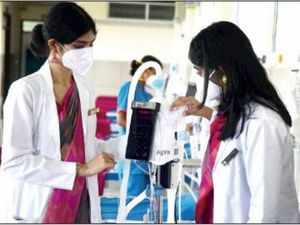 A file picture of healthcare professionals checking newly installed ventilators at BGS Hospital in Bengaluru
