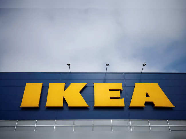 The company's logo is seen outside an IKEA Group store in Pace near Rennes