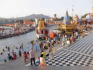 Haridwar: Devotees gather for the last Shahi Snan of Kumbh 2021 on the day of Pu...