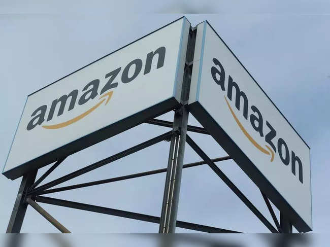 FILE PHOTO: An Amazon logo is pictured at a logistics centre in Mannheim