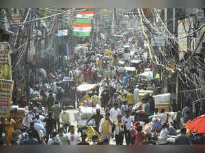 New Delhi: Crowded Sadar market that reopened after further ease in COVID-induce...