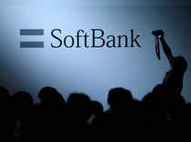 FILE PHOTO: The logo of SoftBank Group Corp is displayed at SoftBank World 2017 conference in Tokyo