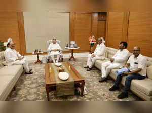 BJP National President JP Nadda meets Nishad Party National President Sanjay Nishad.