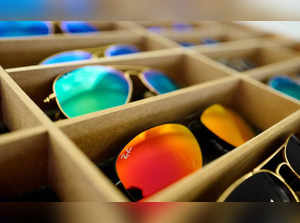 Sunglasses from Ray-Ban are on display at a optician shop