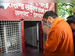 Dehradun: Uttarakhand Chief Minister-designate Pushkar Singh Dhami pays tributes...